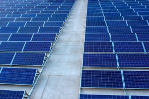 Placas solares en una nave industrial